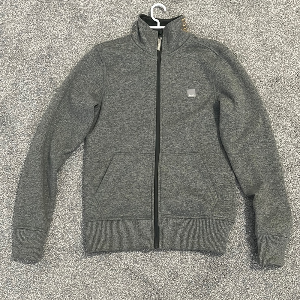 Grey Highneck Zip Up Bench Sweater!!